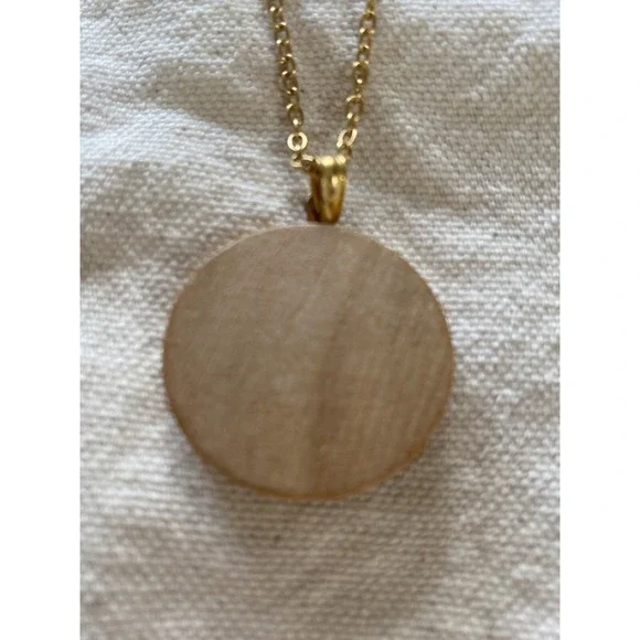 Yellow Flower Pendant Round Wooden - Picture 2 of 4